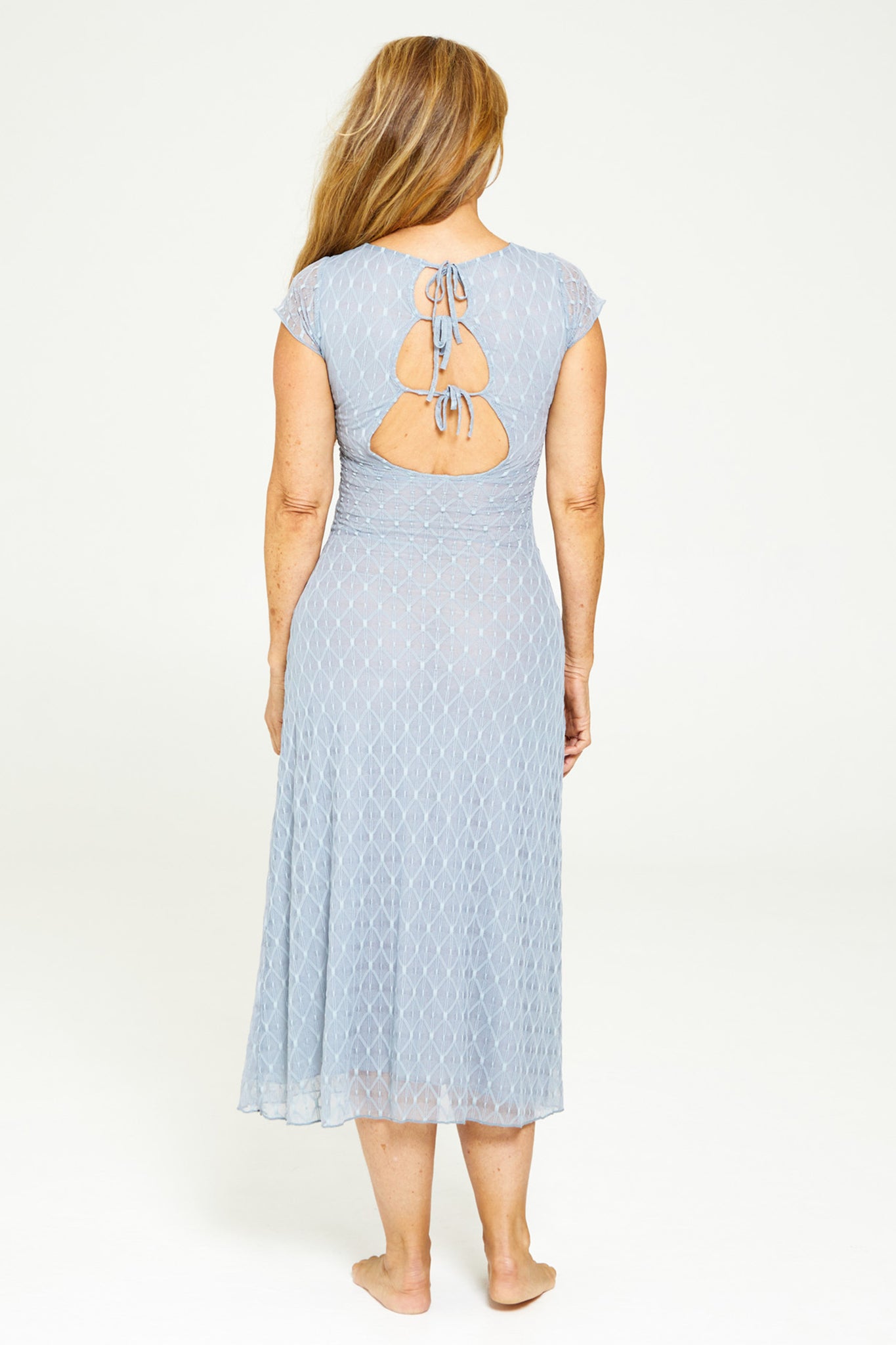 Find Me Now Geo Lace Midi Dress - Cool Blue
